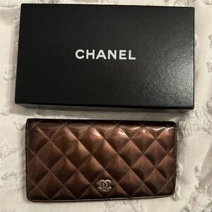 Chanel Patent Calfskin Quilted Yen Wallet